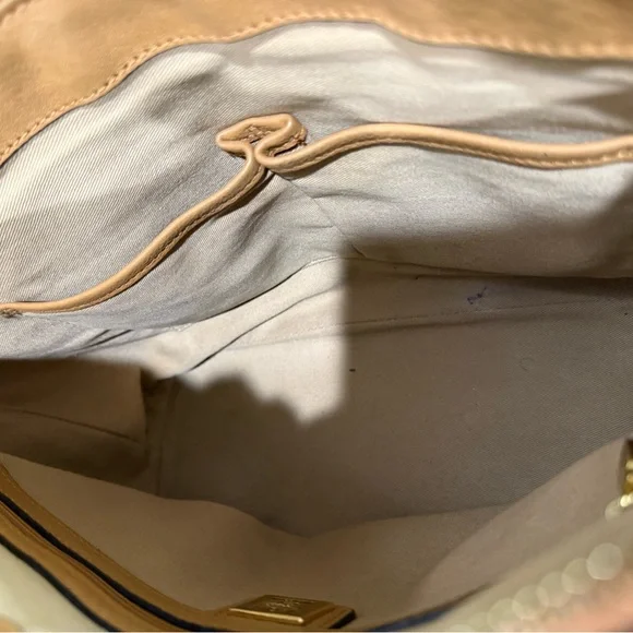 MCM Cognac Visetos Monogram Shoulder Bag with Gold Plaque - Picture 6 of 14